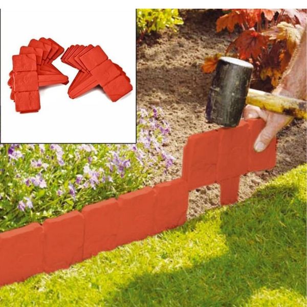 

fencing, trellis & gates 20pcs garden fence edging cobbled stone effect plastic lawn plant border corrosion diy decorations flower bed