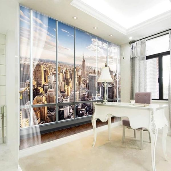 

wallpapers custom 3d wallpaper european window york high-rise building mural art living room home decoration papel de parede