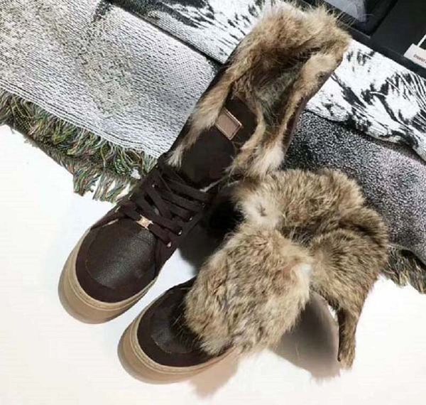 

classics winter snow boots real fur slides leather waterproof warm knee high boot fashion booties with box, Black