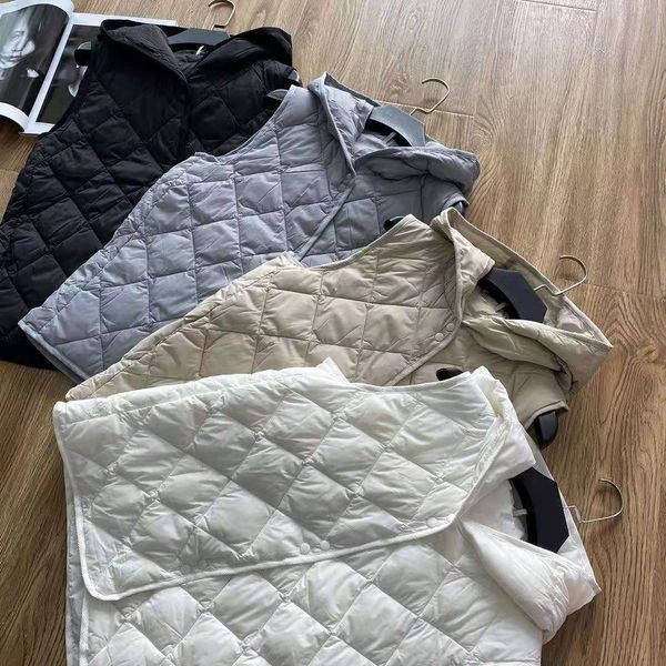 

vests white duck ~ diamond lattice light hooded sleevels vt down et female autumn and winter, Black;white