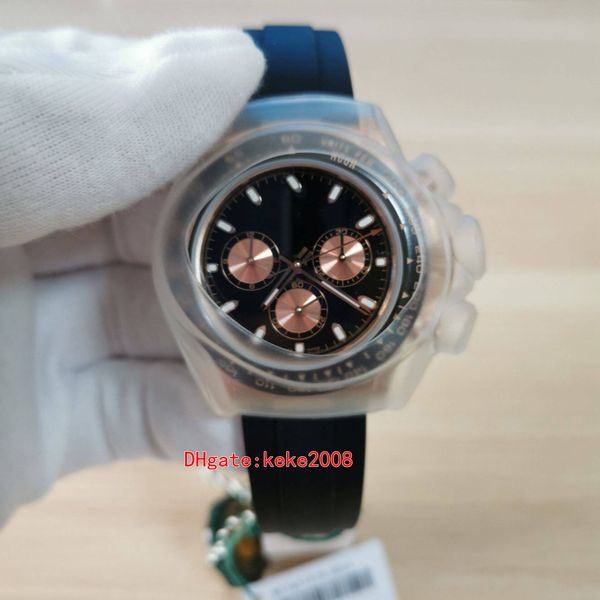 

excellent watches wristwatches 116515ln 116515 40mm rose gold natural rubber strap chronograph working eta 4130 movement automatic mechanica, Slivery;brown