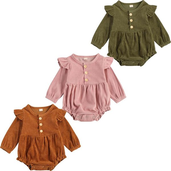 

spring autumn baby clothing newborn baby boys girls ribbed jumpsuit bodysuit flare long sleeve clothes solid outfits 0-18m, Blue