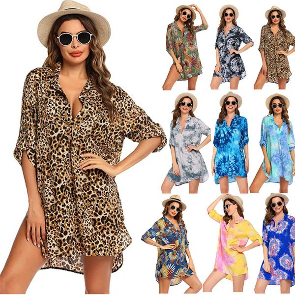 

beach cover-ups for women casual blouses shirt v-neck swimwear girls pool bikini beachwear swimming swimsuit bathing suit s-3xl