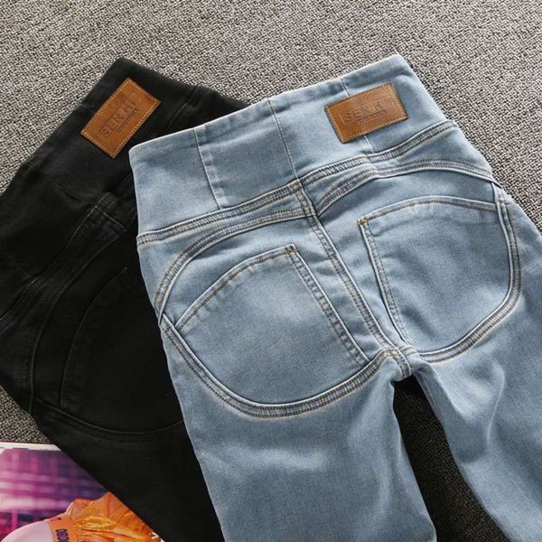 

autumn fashion hip lifting high waist elastic tight, Blue