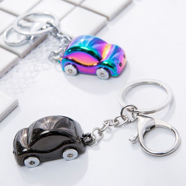

couple metal car shape key chain keychain lover housekeeper key holder christmas charm pendant, Silver