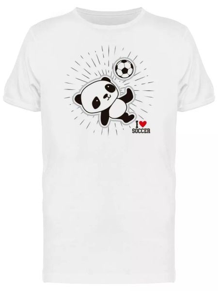 

panda playing soccer doodle men's tee -image by shutterstock, White;black