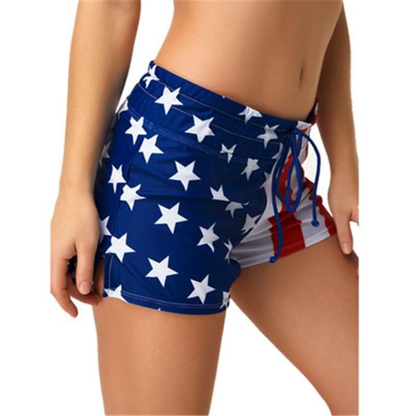 

american independence day womens shorts fashion trend summer star stripes print casual short pants female comfortable lace up pant clothing, White;black