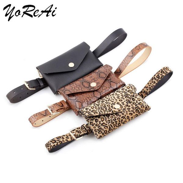 

fashion leopard print ladies belt bag vintage waist bags mobile phone pocket pu leather wholesale products 2021