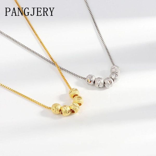 

chains pangjery 925 sterling silver golden peas beads necklaces for women fashion creative charming chic personality party jewelry gift