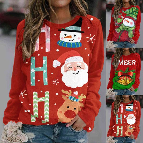 Boy Hoodie Kadınlar Hoodies Pamuk Streetwear Noel Baskı Rahat Kazak Kapüşonlu Tişörtü Uzun Kollu Kadın Bluz Top Y1118