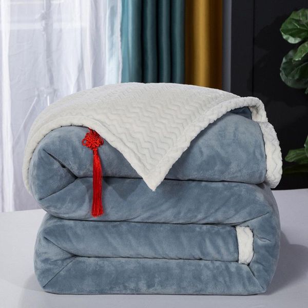 

blankets double-layer blanket thickened coral fleece lamb upgraded student dormitory flannel high-end