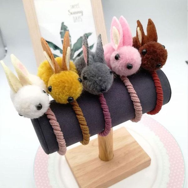 

hair accessories cute animal ball ring female rubber band elastic bands korean headwear children ornaments, Slivery;white