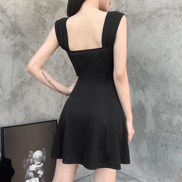 

casual dresses black goth dress women gothic high waist mini sleeveless bra build a line party club wear, Black;gray