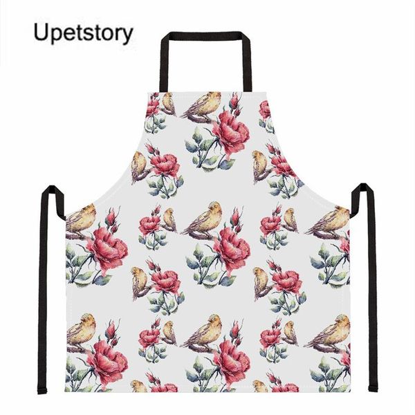 

aprons upetstory bird printed ladies work non proof women cleaning sleeveless picnic home baking bibs coffee waiter