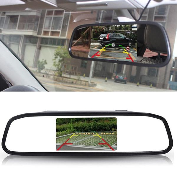 

car video tft-lcd hd screen 4.3 inch mirror monitor auto parking system with waterproof night vision ccd backup rear view camera