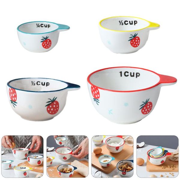 

bowls 1 set 4pcs baking ceramic dessert measuring cups (assorted color)
