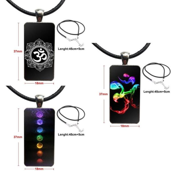 

pendant necklaces glass cabochon necklace rectangle fashion for kids beads aum om yoga leading, Silver