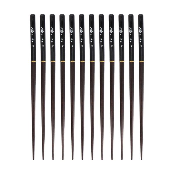 

chopsticks 6 pairs wood japanese printed chopstick home tableware set