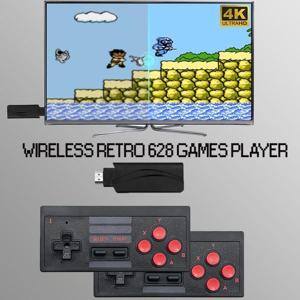 

y2+mini video usb game console 4k output built-in 628 games arcade retro classic wilress gamepads controllers good gift portable player play