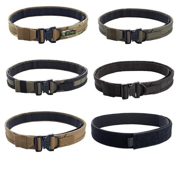 

waist support 1.75 "inside and outside tactical belt outdoor sports safety military hunting molle shooting, Black;gray