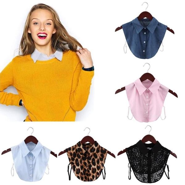 

bow ties women men vintage detachable lapel blouse false collar classic cotton lace black/white cowboy leopard grain shirt fake, Black;gray