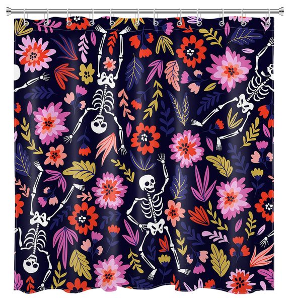 

skull skeleton shower curtain for bathroom with hooks sugar skull flower shower curtain day of the dead shower curtain set
