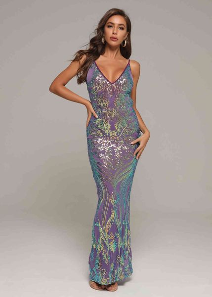 

dress elegant new women's purple spaghetti strap sequined v-neck open back skinny fashion celebrity night party club dress, Black;gray