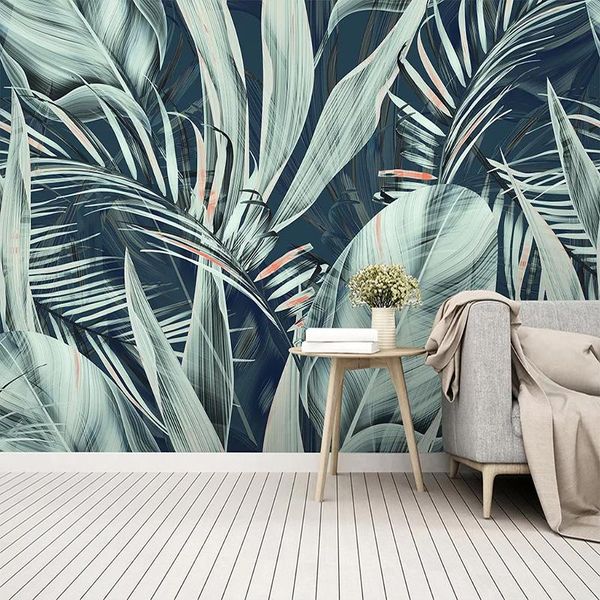 

wallpapers drop custom mural wallpaper hand-painted tropical rain forest leaves wall painting home decor papers 3 d