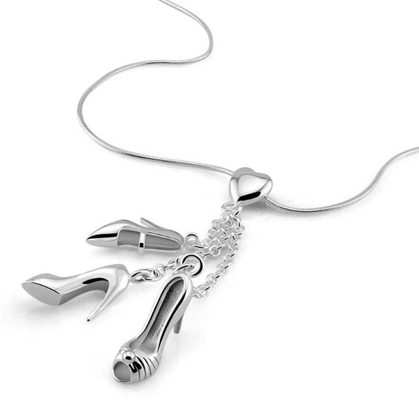 

chains fashion creative gift jewelry woman sterling silver necklace solid 925 heel clothes pendant