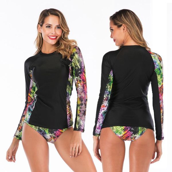 

one-piece suits bikini women swimwear bikinis 2021 sports swimsuit women's summer long sleeve surfing female mr animal spandex