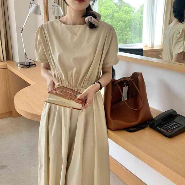 

casual dresses french retro hepburn style small square collar two-wear waist slimming puff sleeve dress two colors 7hko, Black;gray