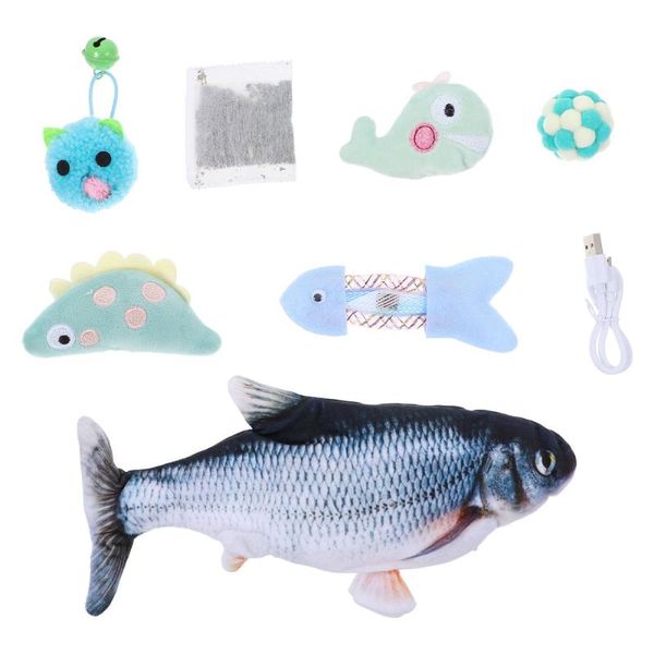 

cat toys 6pcs plaything set electric moving fish realistic plush