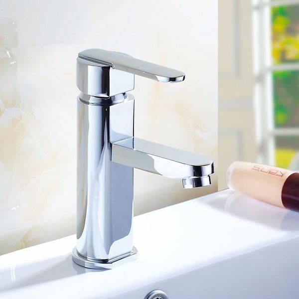 

bathroom sink faucets single hole wash basin faucet mixer tap, copper and cold water faucet, brass chrome plated