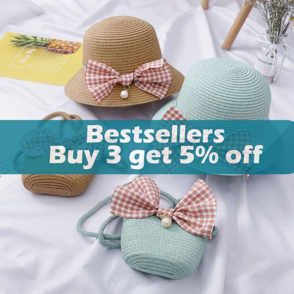 

25# fashion baby girls children kids summer bowknot sun adumbral straw hat beach cap gift 51 cm 5-12t hats caps &, Yellow