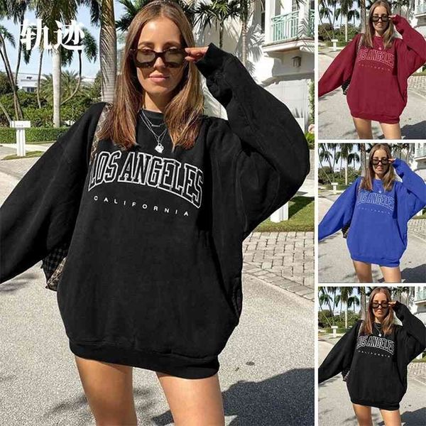 

new autumn letter printed long sleeve women's 2021 sweater, Black