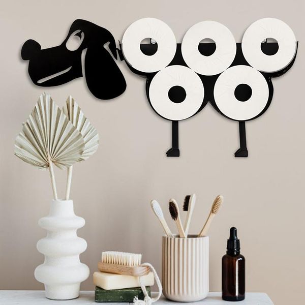 

toilet paper holders black cartoon animals shapes towel holder metal wall-mounted or standing bathroom tissue storage racks home