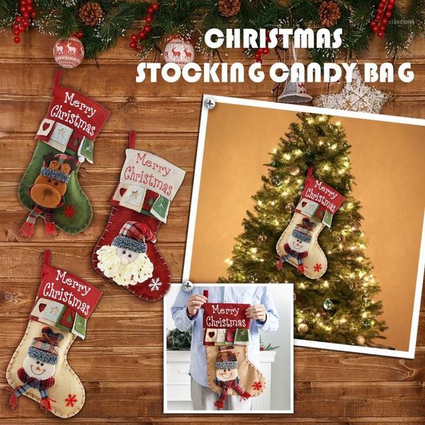 

christmas decorations large stocking santa claus snowman three-dimensional decoration gift bag family xmas