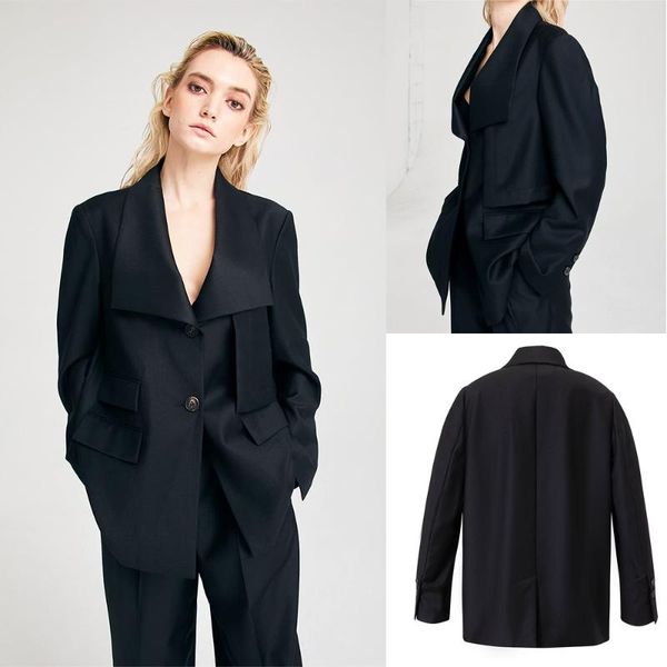 

classic black women suits fashion elegant loose pocket blazer streetwear designed daily casual jacket 2 pieces set women's two piece pa, White