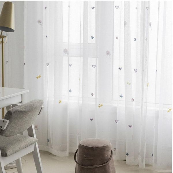 

curtain & drapes cartoon lollipop love embroidered tulle curtains for children's bedroom living room kids window treatments sheer kitch