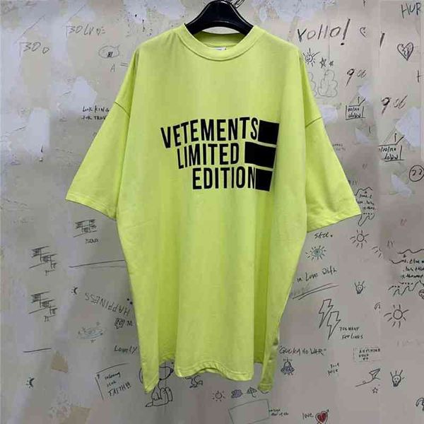 2021ss VETEments LIMITED EDITION T-shirt Uomo Donna tessuto pesante Maglietta oversize unisex Grafica stampata VTM Top G1229