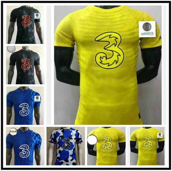 

player version 21 22 pulisic soccer jerseys 2021 2022 abraham mount willian lampard pedro football shirt hudson odoi kante, Black;yellow