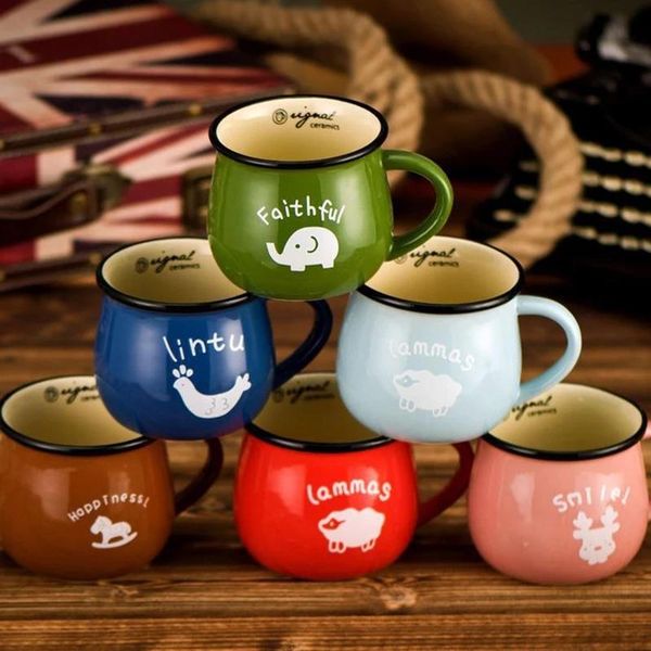 

mugs 150/250/350ml candy color ceramic mug grocery european classic style cute breakfast cup porcelain tea with lid lovely gifts