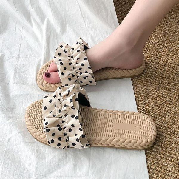 

slippers houzhou women's sandals summer 2021 flats ladies shoes slides indoor casual chinelos beach kawaii cute, Black