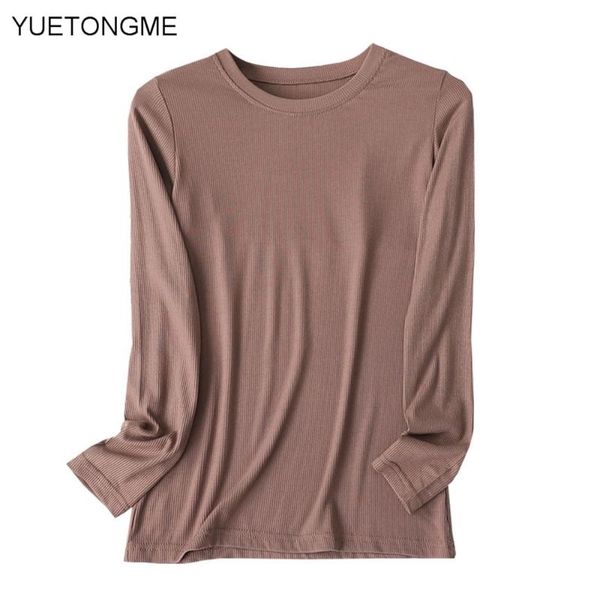 

women's t-shirt modal bottoming shirt women 2021 spring autumn long-sleeved slim round neck fashion t012, White