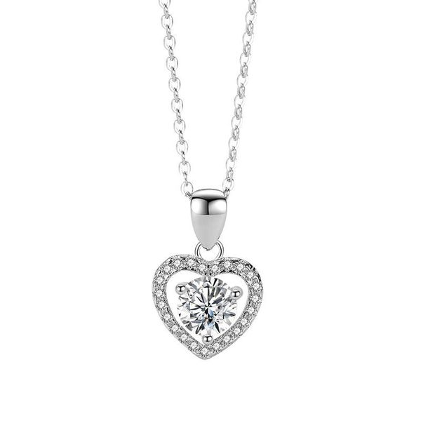 

chains 1 d colorless 925 sterling silver love mosan diamond necklace women's simple korean clavicle chain gift jewelry