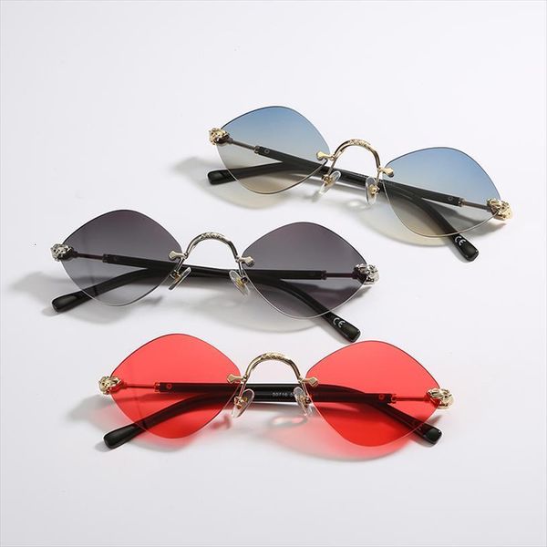 

sunglasses for women fashion metal retro frameless rhombus shape glasses men vintage, White;black