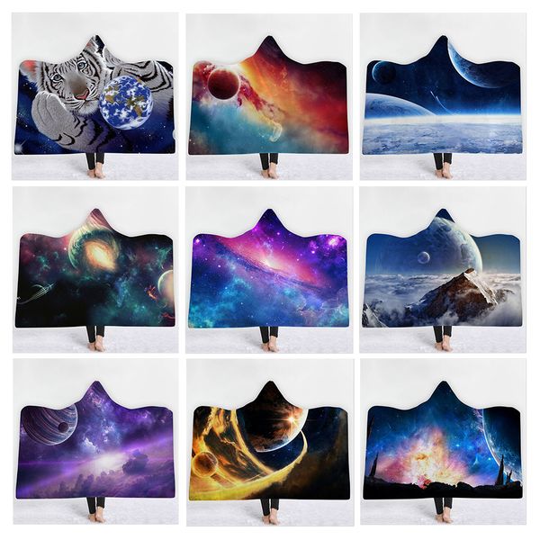 

child adults cosmic planet blanket universe sherpa fleece children home warm hooded blankets wearable kids gift