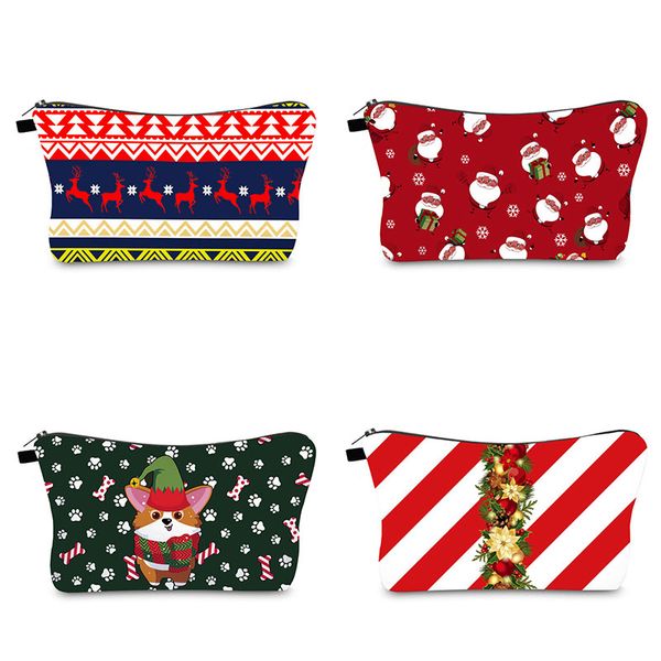 

christmas series elements new printed cosmetic bags clutch bag female multi-purpose character zipper travel storage cases large capacity gif