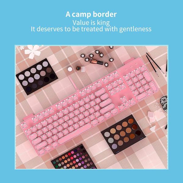 

punk retro lipstick colorful backlit mechanical keyboard wired usb gaming computer keyboards