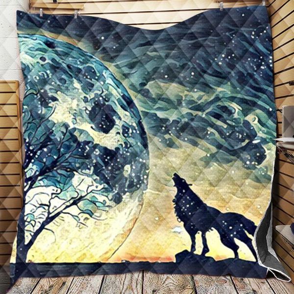 

comforters & sets wolf sukll blanket 3d cartoon custom microfiber soft winter warm quilts office nap sofa bedding